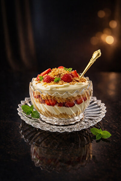 Gülümseten Avm 6-Piece Magnolia Dessert Bowl Set 12-Piece Glass Stylish Serving Set