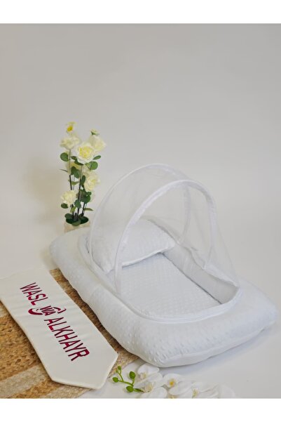 WASL ALKHAIR مفرش ناموسية بوليستر لحديثي الولادة باللون الأبيض - بتصميم سفينة...