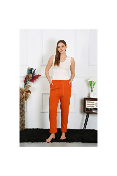 Narnuga Mi̇ray- Women's Cotton Pocketed 3 Thread Bottom Sweatpants Tile