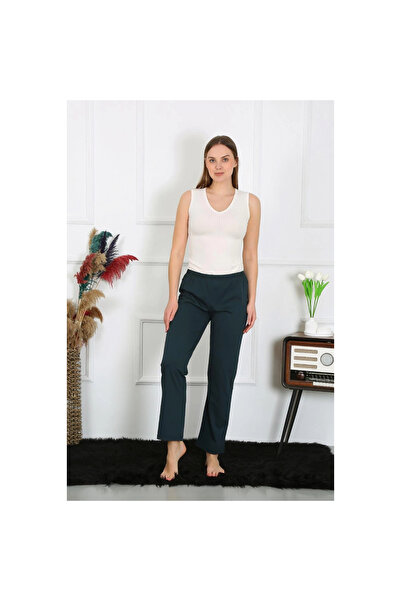 Narnuga MİRAY- بيجامة نسائية من القطن الممشط بقطعة واحدة باللون البترولي