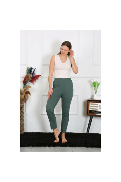 Narnuga MİRAY- بيجامة نسائية قطنية بلون الكاكي بجزء سفلي واحد