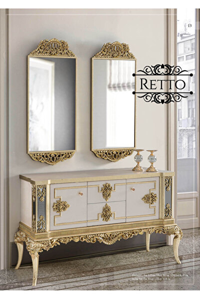 Dekordelisi Antik Avantgarde ev mobilya antre salon hol aynalı 3 lü dresuar t...