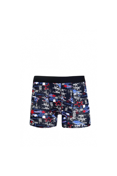 Narnuga Mi̇ray- Men's Combed Cotton L Stretch Fabric Patterned Boxer Navy Blue