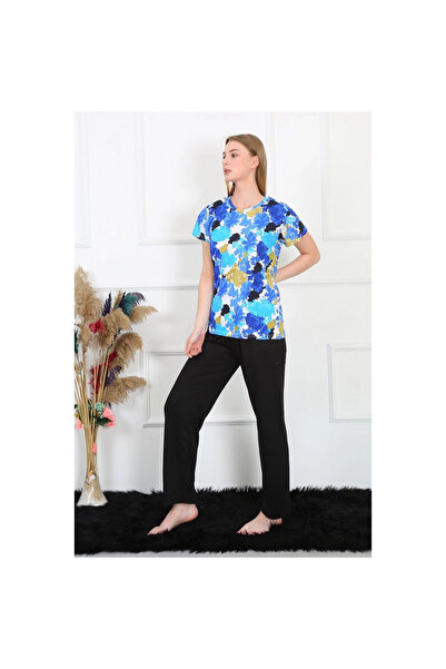 Narnuga MİRAY- طقم بيجامة نسائي قصير الأكمام من القطن الممشط ساكس