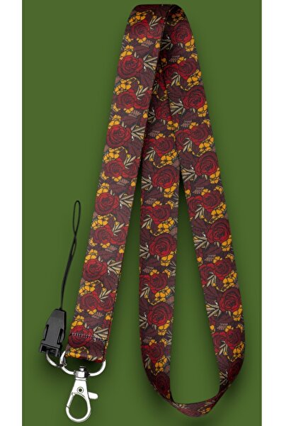 chic crazze شريط تعليق للرقبة بنمط الورد الأحمر ذو طابع زهري، وشريط تعليق لبط...