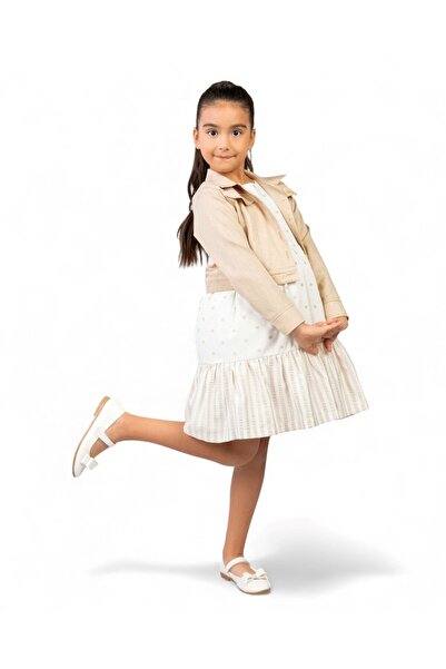 Ege Bebek Girls' Linen Bolero Suspender Linen Dress, 6-7-8-9-10 Years Old Dre...