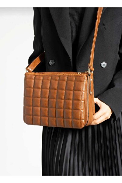 Sanmorris Colorfullbag Women's Crossbody Quilted Stitched Tan Color Matte Sho...