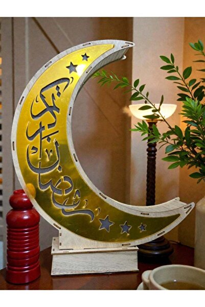 Toybox ضوء القمر الذهبي الليلي، مصباح قمري LED، مصباح طاولة على شكل هلال، مصابيح مكتبية لطيفة، رمضان، المنزل، غرفة النوم