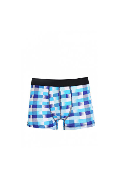 Narnuga Mi̇ray- Men's Combed Cotton L Stretch Fabric Patterned Boxer Blue