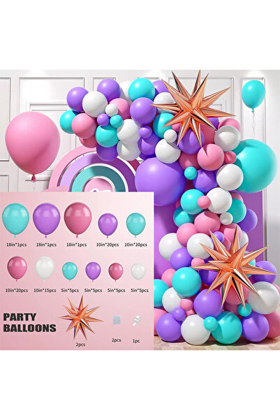 Generic مجموعة زينة بالونات أرجوانية مكونة من 103 قطعة، بألوان الأبيض والأزرق...