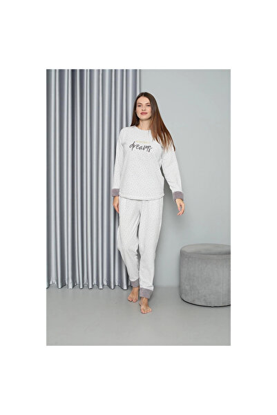 Narnuga MİRAY- طقم بيجامة نسائية من الصوف باللون الكريمي