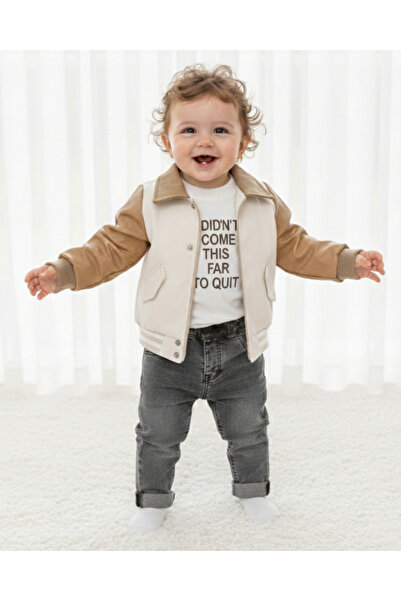 Egelite Baby Boy Stylish 3-Piece Set with Leather Coat and Denim Pants for 6-...