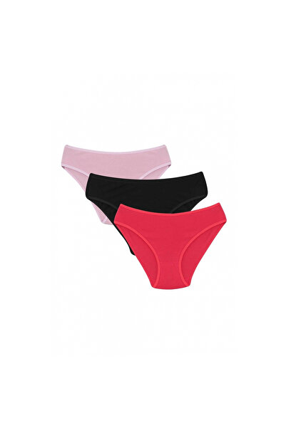 Narnuga Mi̇ray- Women's 3-Piece Panties Red - Black - Salmon
