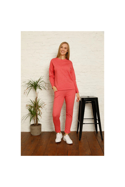 Narnuga Mi̇ray- Women's Cotton Tracksuit Set Red