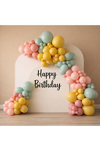 Balonsan Balloon Set 100 Pieces (Powder Pink-Pink-Turmeric-Winter Green)