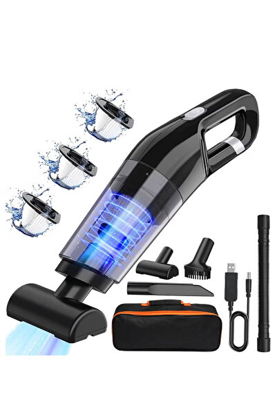 Yoawllty Small Cordless Vacuum Cleaner - 120W USB Rechargeable with 3 Filters & 3 Nozzles for Car & Home