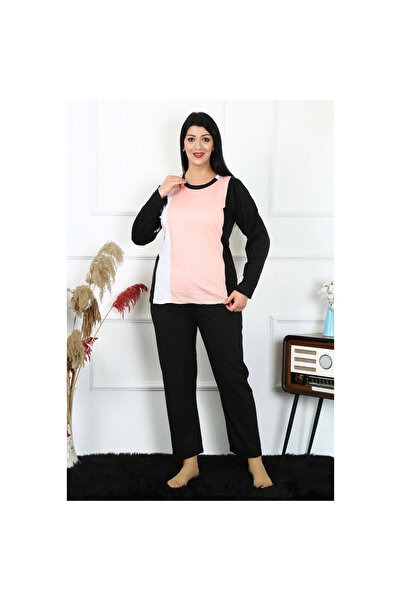 Narnuga Mi̇ray- Women's Plus Size Combed Cotton Long Sleeve Pajama Set