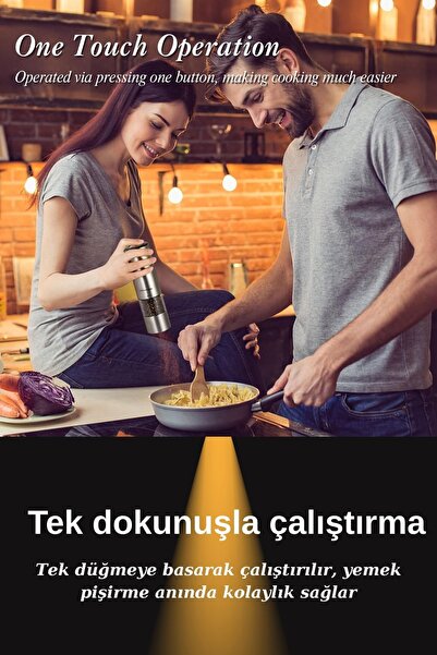 Rowenger 2'li Bambu Standlı Pilli Işıklı Tuz Karabiber Değirmeni Otomatik Baharat Öğütücü Seti