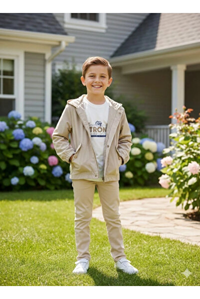 Yonca Çocuk Tiny Men Kids 25280 Strong Raincoat Combed Cotton Trousers 3-Piec...