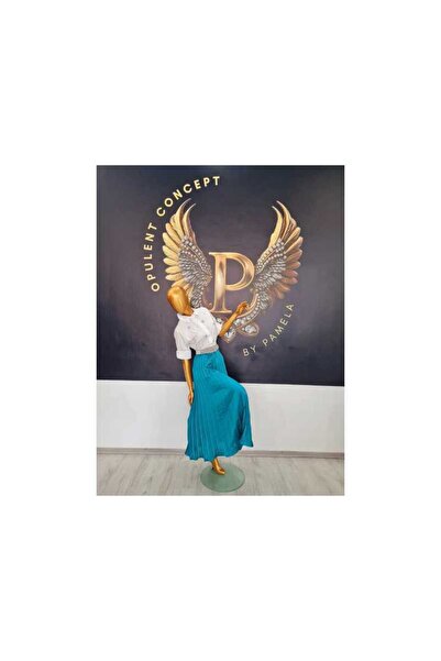 OEM FUSTA TURQUAZ PLISATA LUNGA - TURQUISE, TALIE UNICA