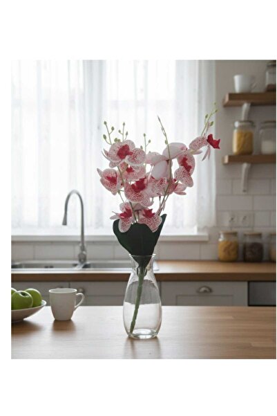 ENRUFLORA Yapay Kırmızı Orkide 45 Cm Salon Balkon Bahçe Dekor Masa Süsü Arajm...