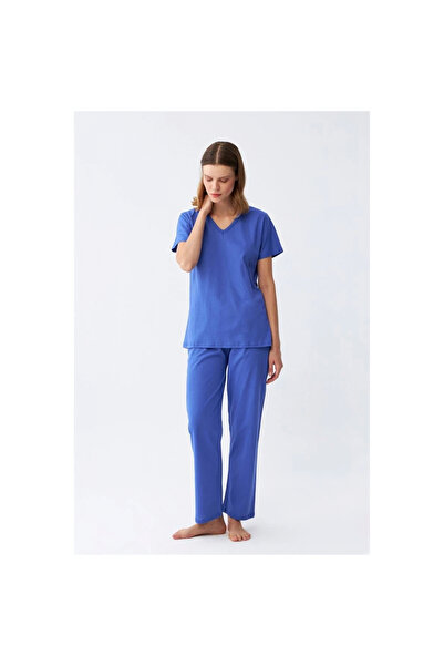 Narnuga Mi̇ray- Women's Short Sleeve Cotton Combed Pajama Set Saks