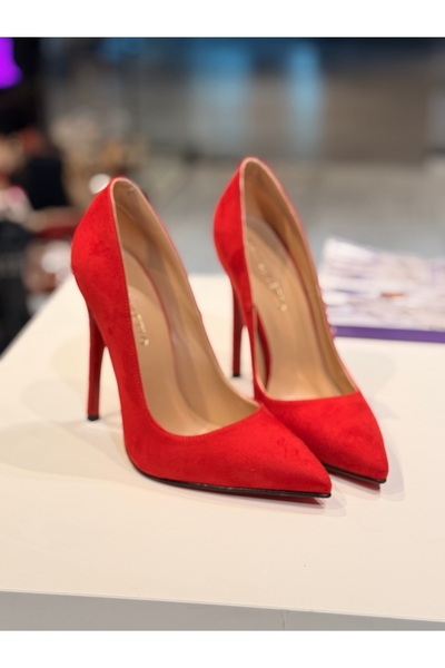 New Stiletto Store Stiletto kırmızı süet 12 cm topuk