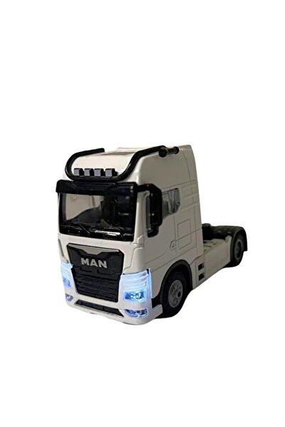 SUDESA OYUNCAK BEYAZ SÜRTMELİ PİLLİ IŞIKLI SESLİ METAL ÇEK BIRAK MAN TIR KUPA...