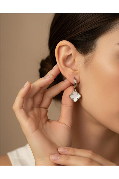 staınless steel Kadın Paslanmaz Çelik 4 Yapraklı Yonca Küpe - Sallantılı Mode...