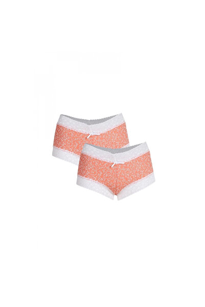 Narnuga Mi̇ray- Women's Cotton 2-Piece Boxer Shorts Salmon