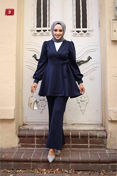 Bayanca Moda Kadın Kuşaklı Tunik Pantolon Takım – Şık Tesettür Kombin