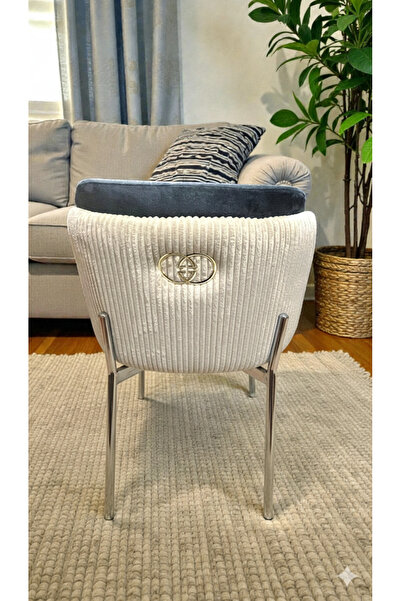 MSY HOME 6 Kişilik Aura Krom Serisi Puffy Açık Füme Modern Sandalye