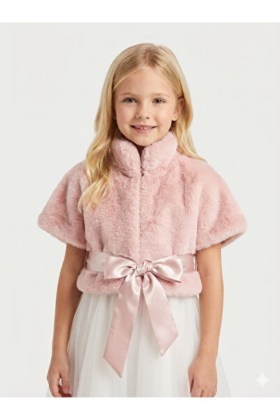 Ruki Çocuk Kız Çocuk Özel Gün Şıklığı Saten Kuşaklı Peluş Bolero