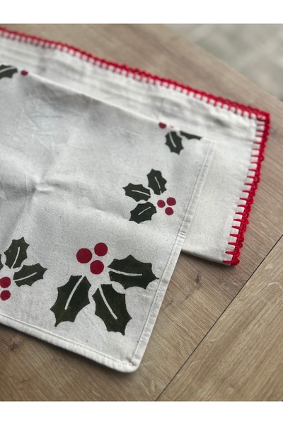 Hayat Ağacı Atölyesi Kokina El Printed and Red Embroidered 2-Piece Throw Pillow Set