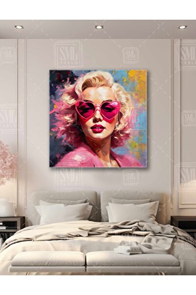 SML TABLO Marilyn Monroe Hollywood Legend Blonde Hearted Pink Glasses Icon Square Canvas Painting