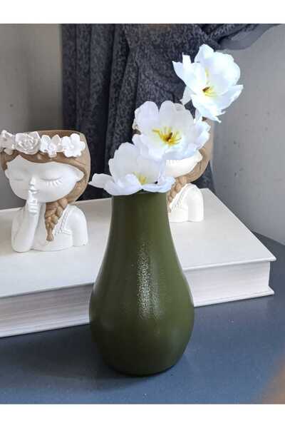 E.M.S AVM Vase Damla Vase Decorative Vase Kina Green Color 13 cm X 7 cm Kina Color.