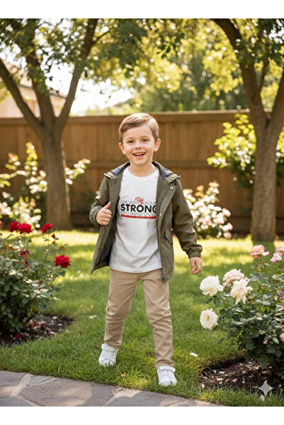 Yonca Çocuk Tiny Men Kids 25280 Strong Raincoat Combed Cotton Trousers 3-Piec...