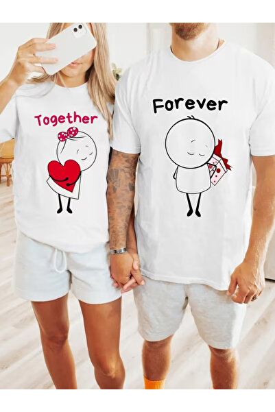 one button Together and Forever Written Cute Character Matching Couple Lover ...
