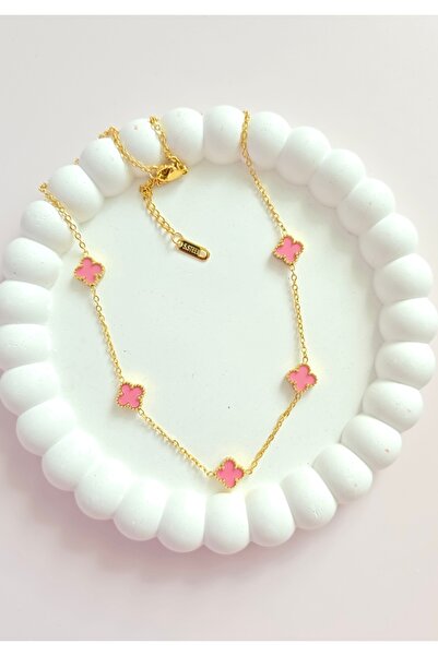 MİLUNXTE 316L Stainless Tarnish Free Clover Necklace with Black, White, Pink,...