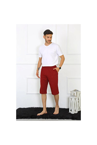 Narnuga Mi̇ray- Men's Cotton Lacoste Capri with Pockets, Burgundy