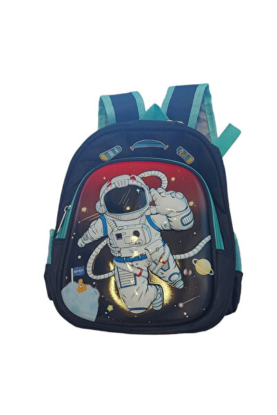 OEM Ghiozdan,rucsac,ptr copii prescolari,albastru,desen 3D,copil astronaut,impermeabil,31x25x10 cm