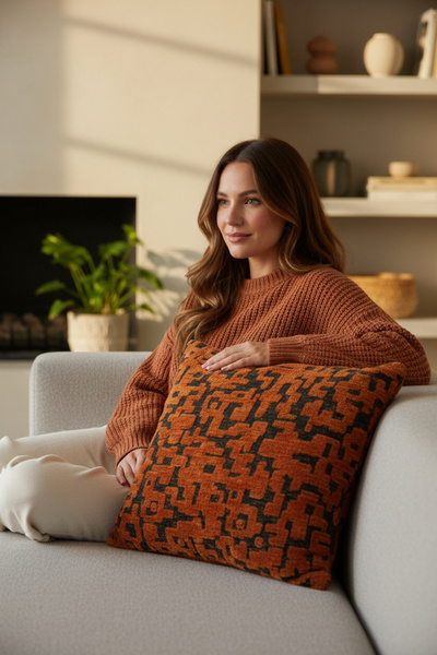 Framgan Pixel Inferno Decorative Throw Pillow Modern Textured Stylish Design