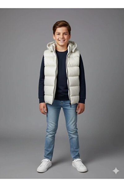 Yonca Çocuk Vk Kids 0028 Unisex Children's Hooded Puffer Vest Girls-Boys