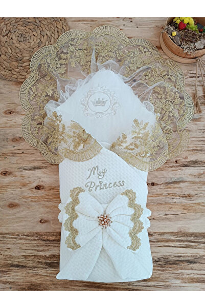 Marsilyan بطانية أطفال مطرزة من القطن لحديثي الولادة بتصميم تاج ماي برينسيس