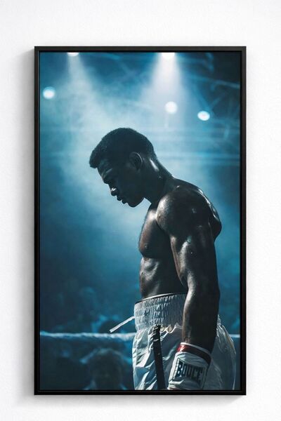 BuzzDesigns Muhammed ALİ Ringde Yalnız Güç Boks Tablosu (Çerçeveli)