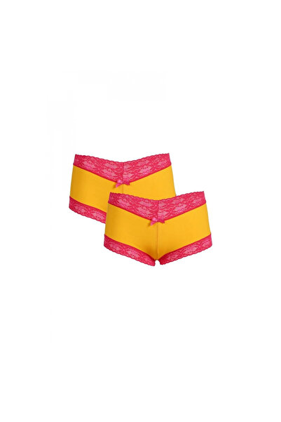 Narnuga Mi̇ray- Women's Cotton 2-Pack Boxer Shorts Yellow