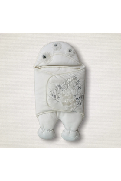 Marsilyan قماط فاخر للأطفال حديثي الولادة مزين بثلاثة زهور وطاووس