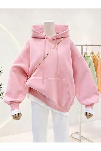 Generic Brand 3-İPLYN Unisex Ov قصة فضفاضة a بغطاء رأس سترة رياضية