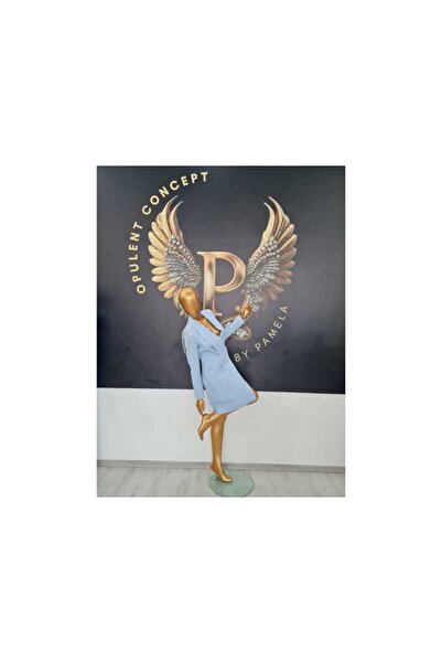 OEM BABY BLUE ROUND SHOULDER JACKET DRESS - BABY-BLUE, 36