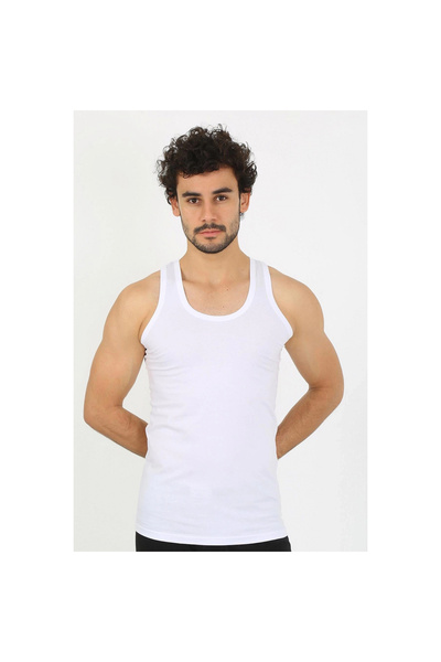 Narnuga Mi̇ray - Men's White Ribbed Tank Top